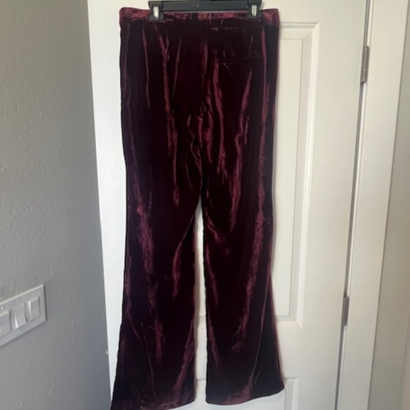 NWT Marella Burgundy Crushed Velvet Wide Leg Pants Sz 10 Quiet Luxury Designer - Picture 3 of 13